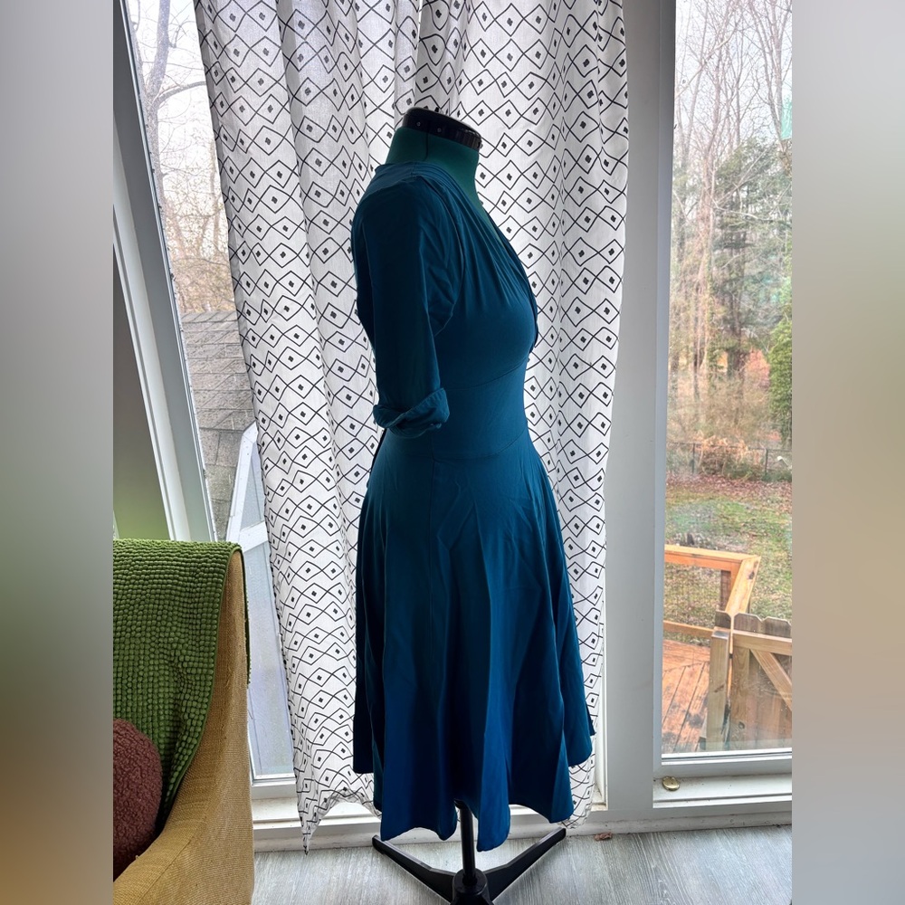 Unique Vintage Delores swing midi dress dark teal size large - Picture 4 of 8